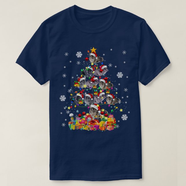 Santa Chinchilla Julgran Animal Jul L T Shirt (Design framsida)