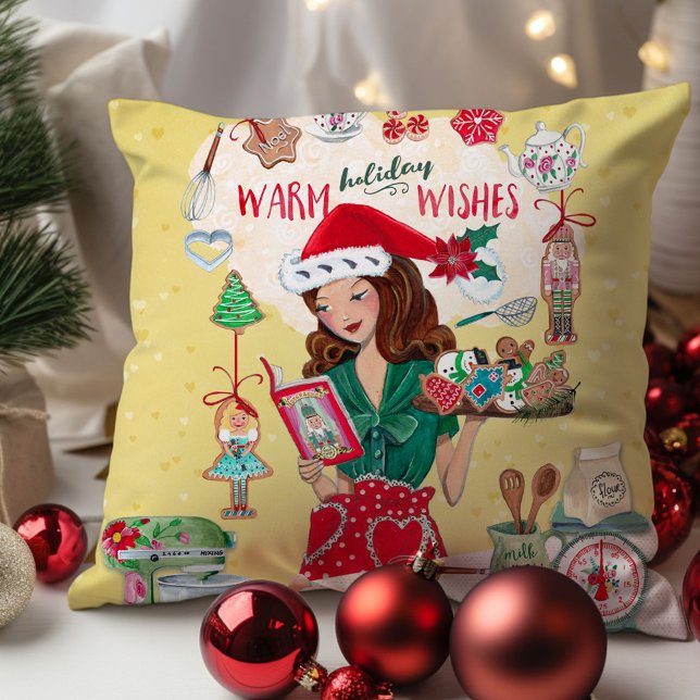 Santa Chirstmas Nutcracker Cookies Kitchen Kudde (Mrs Santa Chirstmas Nutcracker Cookies Kitchen Throw Pillow)