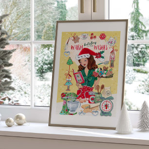 Santa Chirstmas Nutcracker Cookies Kitchen Poster