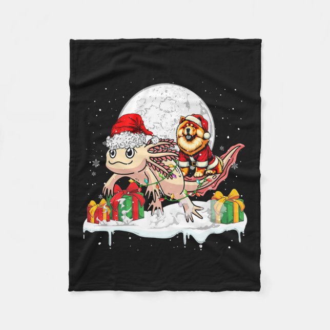 Santa Chow Chow Riding Axolotl julägare Kid Fleecefilt (Framsidan)