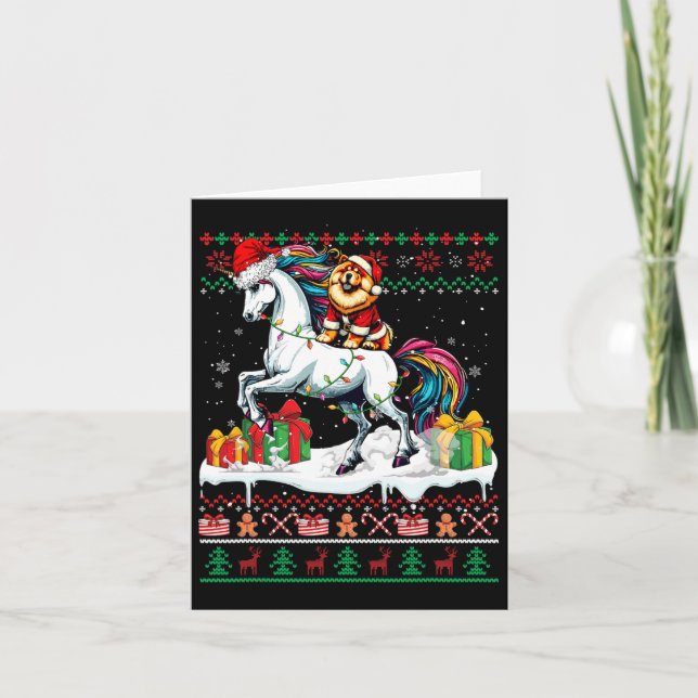 Santa Chow Chow Riding Unicorn julsvenater L Kort (Framsida)