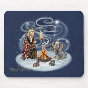 Santa Chris & Wilbur Fireside Friends Mouse Pad Musmatta