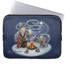Santa Chris & Wilbur Fireside Laptop sleeve