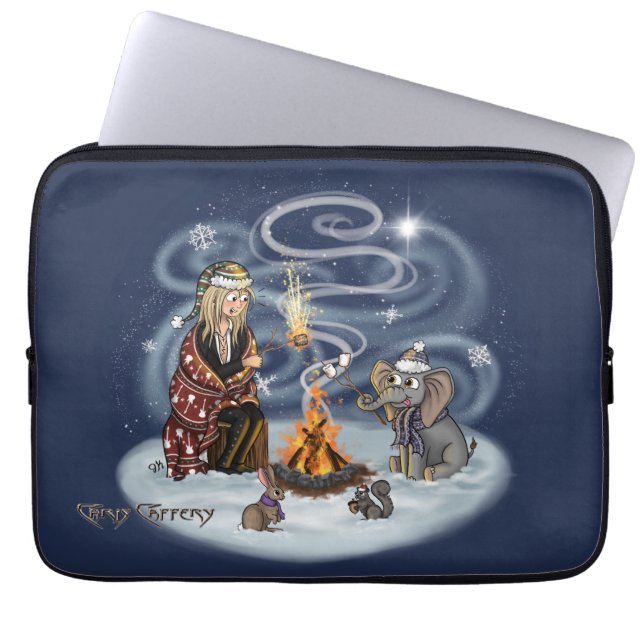 Santa Chris & Wilbur Fireside Laptop sleeve (Framsidan)