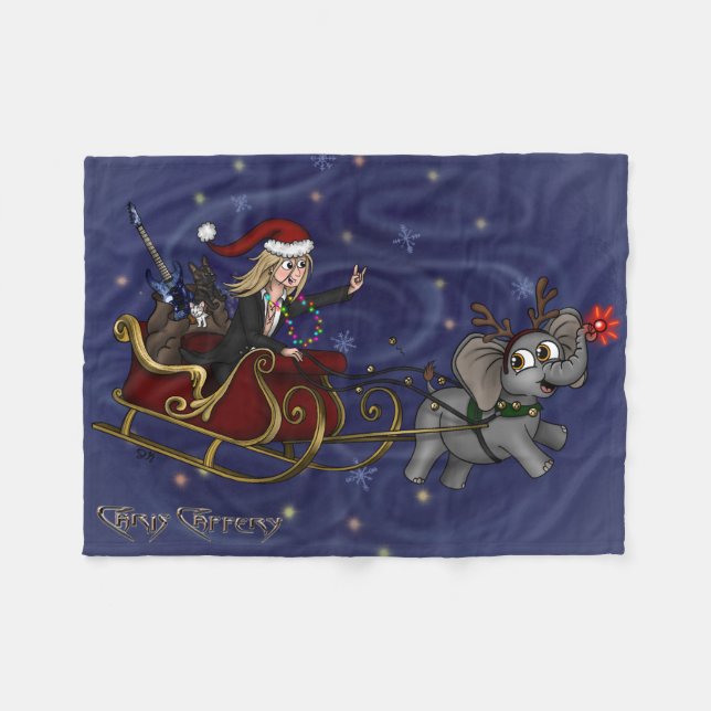 Santa Chris & Wilbur Sleigh Ride Fleece Blanket (Framsidan (Horisontell))