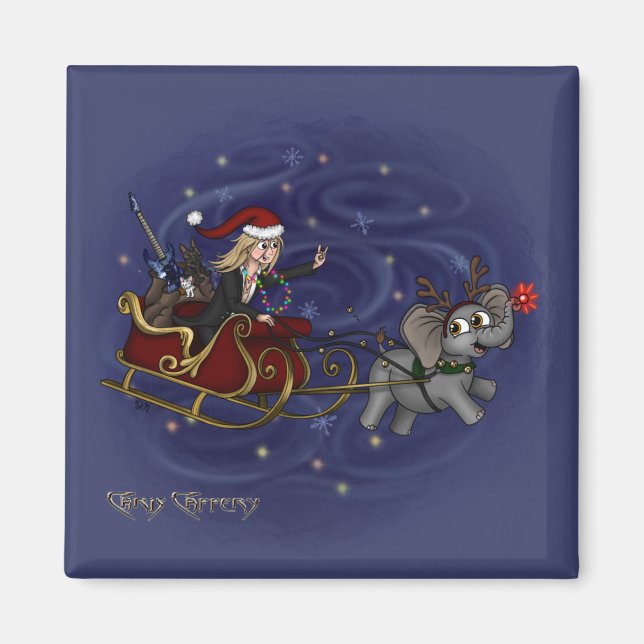 Santa Chris & Wilbur Sleigh Ride Magnet (Framsidan)