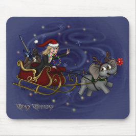 Santa Chris & Wilbur Sleigh Ride Mouse Pad Musmatta