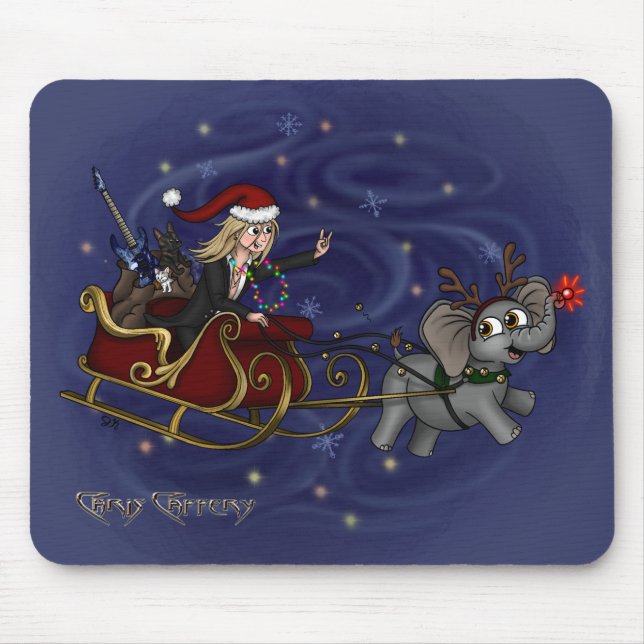 Santa Chris & Wilbur Sleigh Ride Mouse Pad Musmatta (Framsidan)