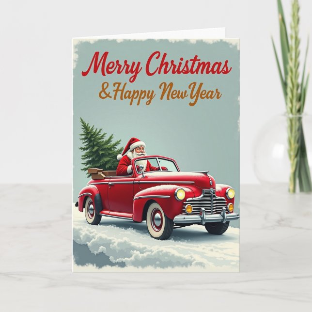 Santa Christmas Car New Year Card Kort (Framsida)