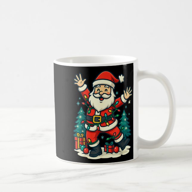 Santa Christmas Festive Jolly Dance Snowy Lights F Kaffemugg (Höger)