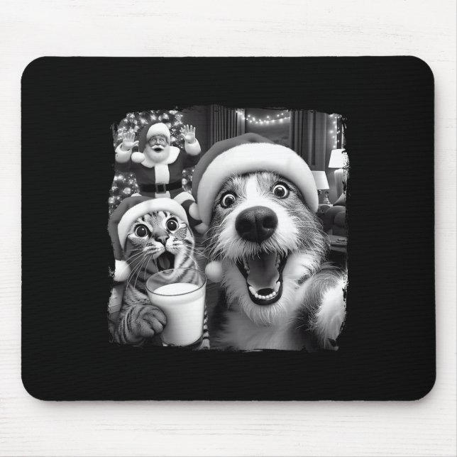 Santa Christmas Funny Cat Taking Selfie Racoon Xma Musmatta (Framsidan)
