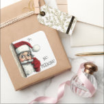 Santa christmas-gåva nr Peeking Fyrkantigt Klistermärke<br><div class="desc">Den här designen kan vara personlig i det område som tillhandahålls genom att ändra fotot och/eller text. Du kan också anpassa den genom att klicka på Anpassa den här mallen och sedan välja klicka för att anpassa ytterligare alternativ och ta bort eller ändra färg i bakgrunden, lägga till text, ändra...</div>