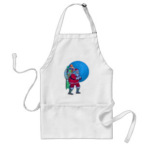 SANTA, CHRISTMAS GIFT SACK OCH LEKSAKER I STARRY H FÖRKLÄDE