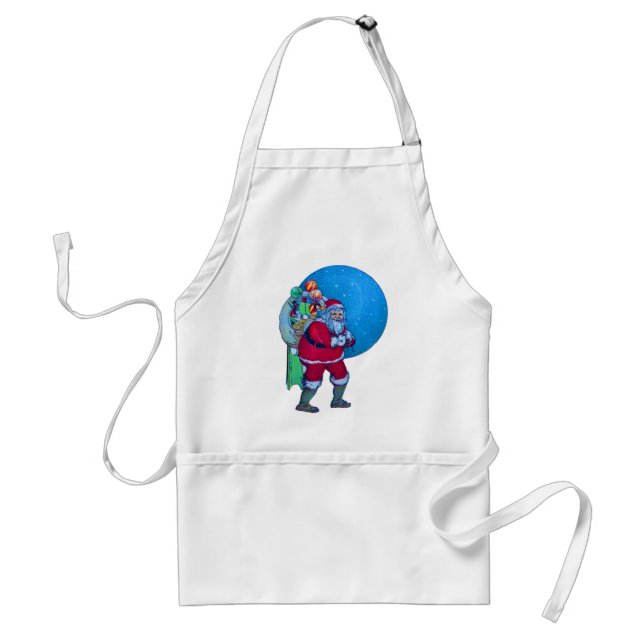 SANTA, CHRISTMAS GIFT SACK OCH LEKSAKER I STARRY H FÖRKLÄDE (Framsidan)