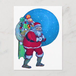 SANTA, CHRISTMAS GIFT SACK OCH LEKSAKER I STARRY H HELG VYKORT