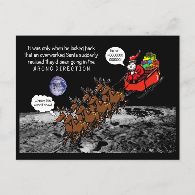 Santa Christmas Jokes Reindeers Wrong Direction Vykort (Framsida)