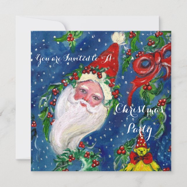 SANTA,CHRISTMAS KRONA,HOLLYBERRIES JULFEST INBJUDNINGAR (Framsida)