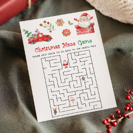 Santa Christmas Maze Game Julkort