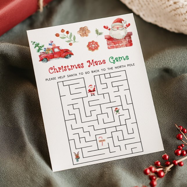 Santa Christmas Maze Game  Julkort (Christmas Party Game)