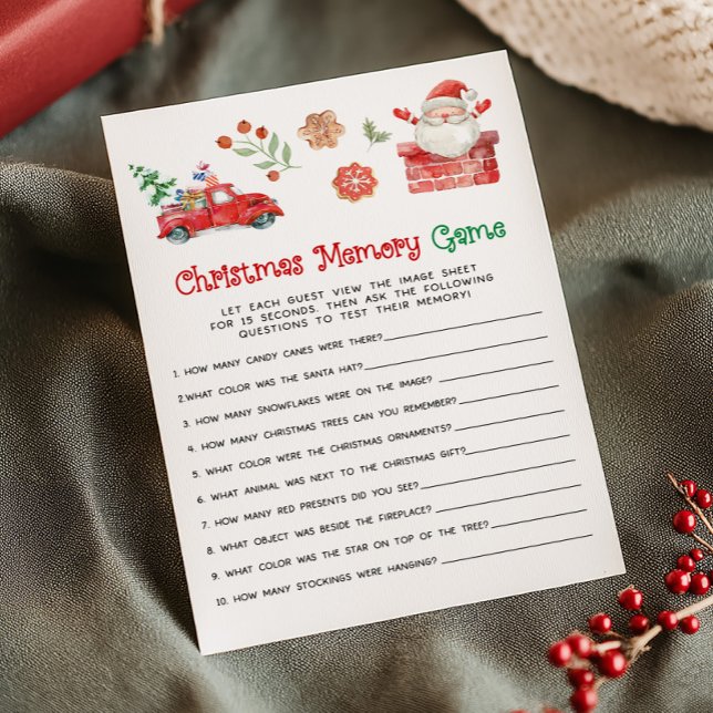 Santa Christmas Memory Game Julkort (Skapare uppladdad)