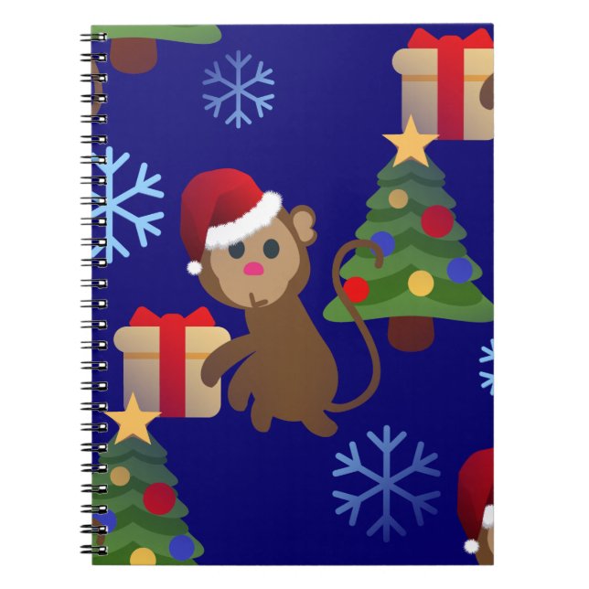 Santa christmas monkey emoji anteckningsbok med spiral (Framsidan)
