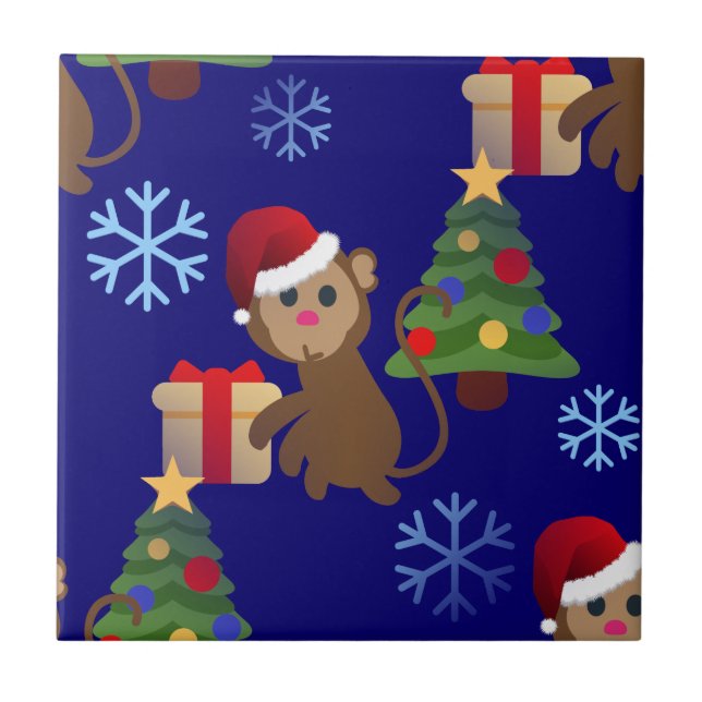 Santa christmas monkey emoji kakelplatta (Framsidan)