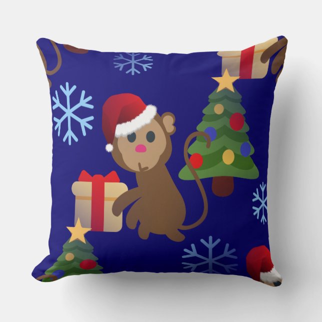 Santa christmas monkey emoji kudde (Framsida)
