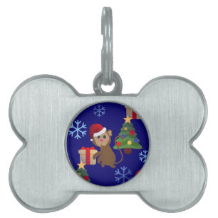 Santa christmas monkey emoji namnbricka husdjur