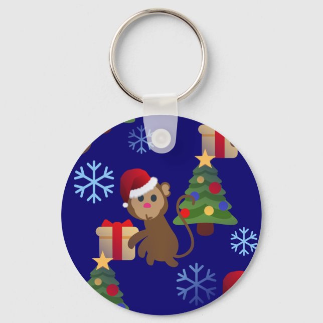 Santa christmas monkey emoji nyckelring (Framsida)