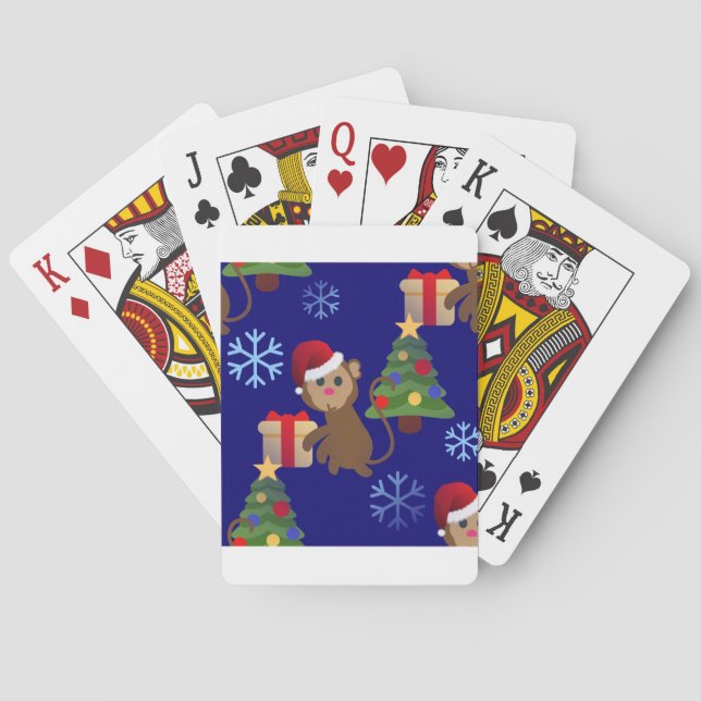 Santa christmas monkey emoji spelkort (Baksidan)