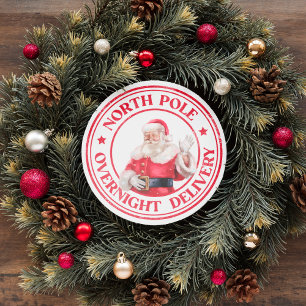 SANTA CHRISTMAS NORTH POLE OVERNIGHT DELIVERY RUNT KLISTERMÄRKE