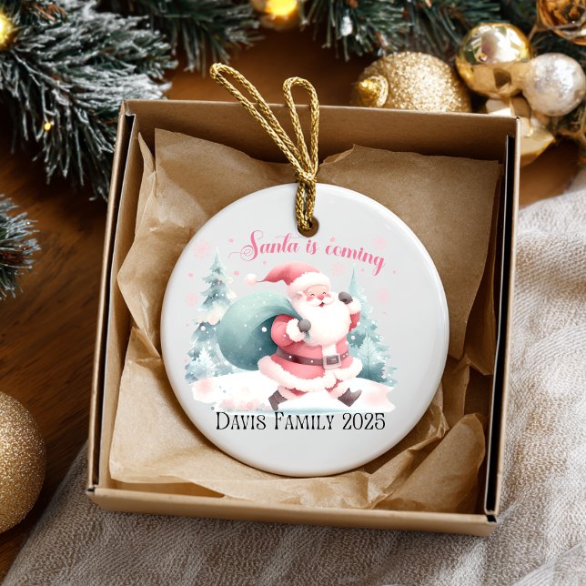 Santa Christmas Ornament (Cute Santa is Coming Christmas ornament. )