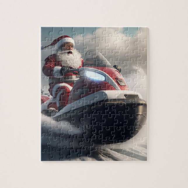SANTA CHRISTMAS SNOWMOBILE JIGSAW PUZZLE PUSSEL (Vertikal)