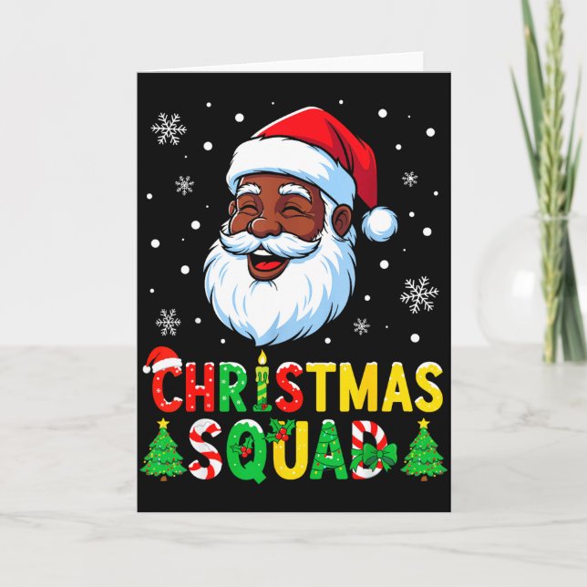 Santa Christmas Squad Black Men African American F Kort (Framsida)
