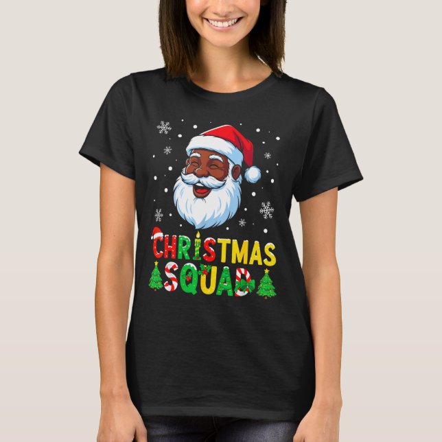Santa Christmas Squad Black Men African American F T Shirt (Framsida)