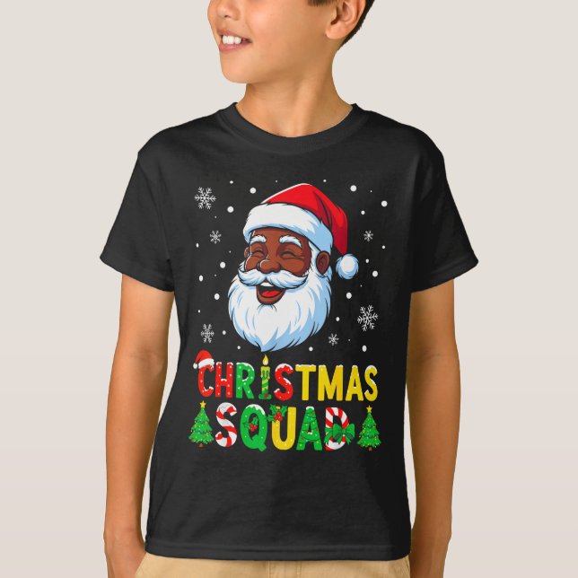 Santa Christmas Squad Black Men African American F T Shirt (Framsida)