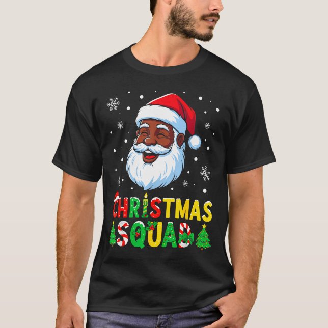 Santa Christmas Squad Black Men African American F T Shirt (Framsida)