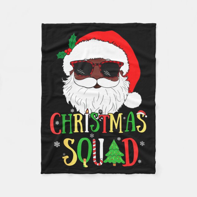 Santa Christmas Squad Black Men African American P Fleecefilt (Framsidan)