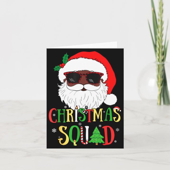 Santa Christmas Squad Black Men African American P Kort (Framsida)