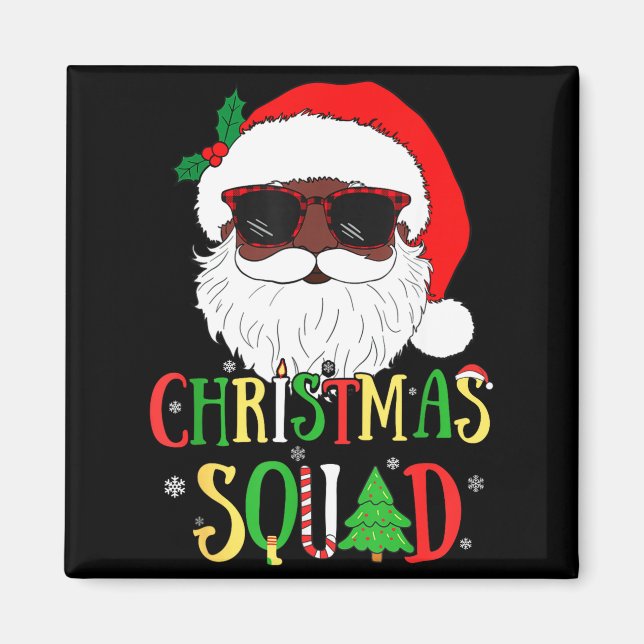 Santa Christmas Squad Black Men African American P Magnet (Framsidan)
