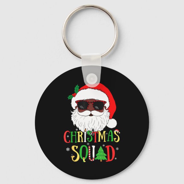 Santa Christmas Squad Black Men African American P Nyckelring (Framsida)