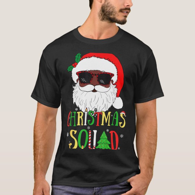 Santa Christmas Squad Black Men African American P T Shirt (Framsida)