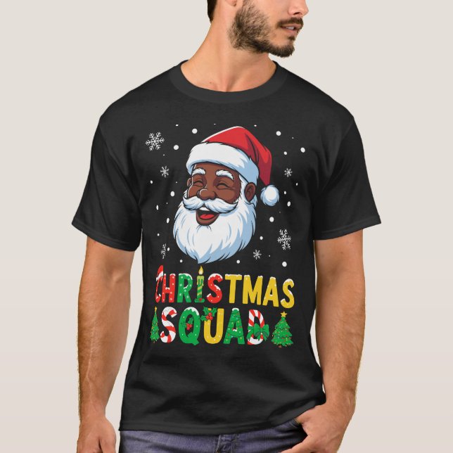 Santa Christmas Squad Black Men African American  T Shirt (Framsida)