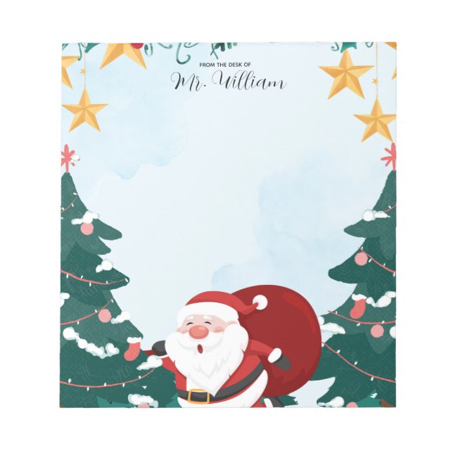Santa Christmas Teacher Notepad Anteckningsblock (Framsida)