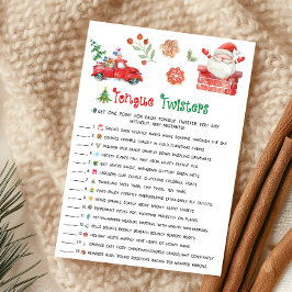 Santa Christmas Tongue Twister Game Julkort