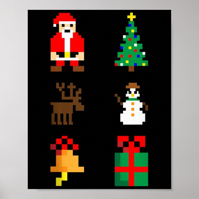 Santa Christmas Tree Deer Snowman Bell Gift Xmas X Poster (Framsidan)