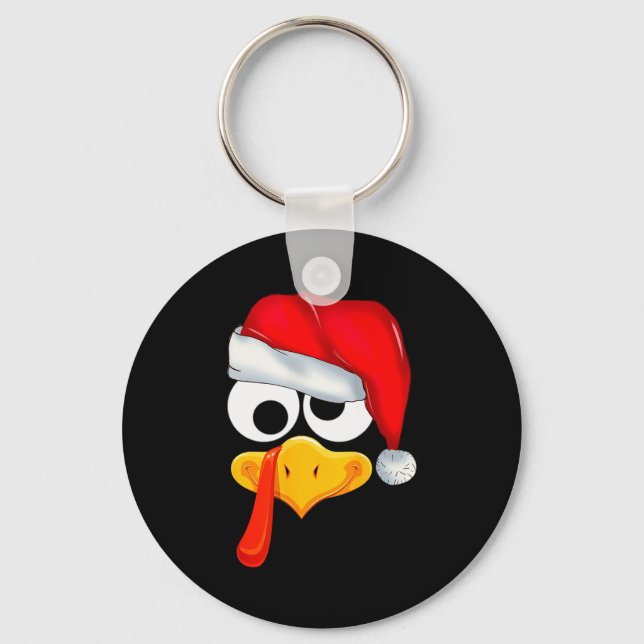 Santa Christmas Turkey Face Funny Family Matching  Nyckelring (Framsida)
