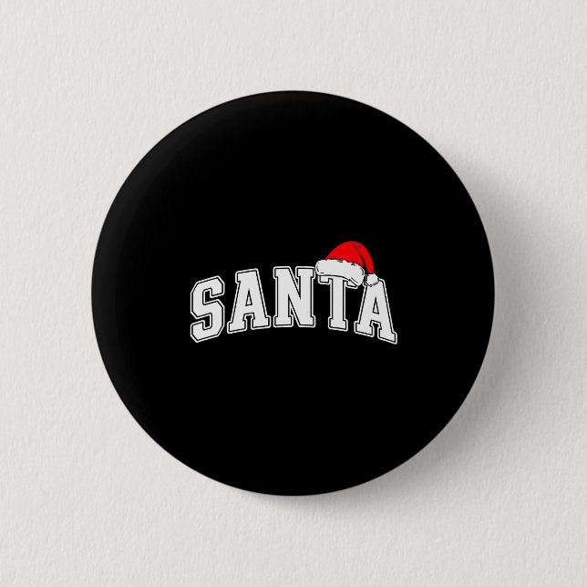 Santa Christmas Varsity Text With Hat Family Xmas  Knapp (Framsida)