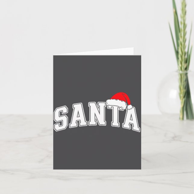 Santa Christmas Varsity Text With Hat Family Xmas  Kort (Framsida)