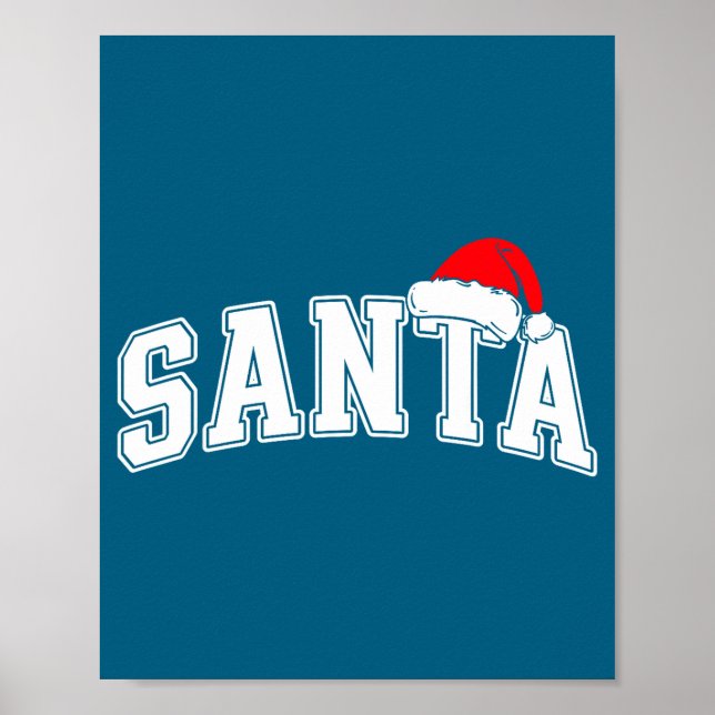 Santa Christmas Varsity Text With Hat Family Xmas  Poster (Framsidan)